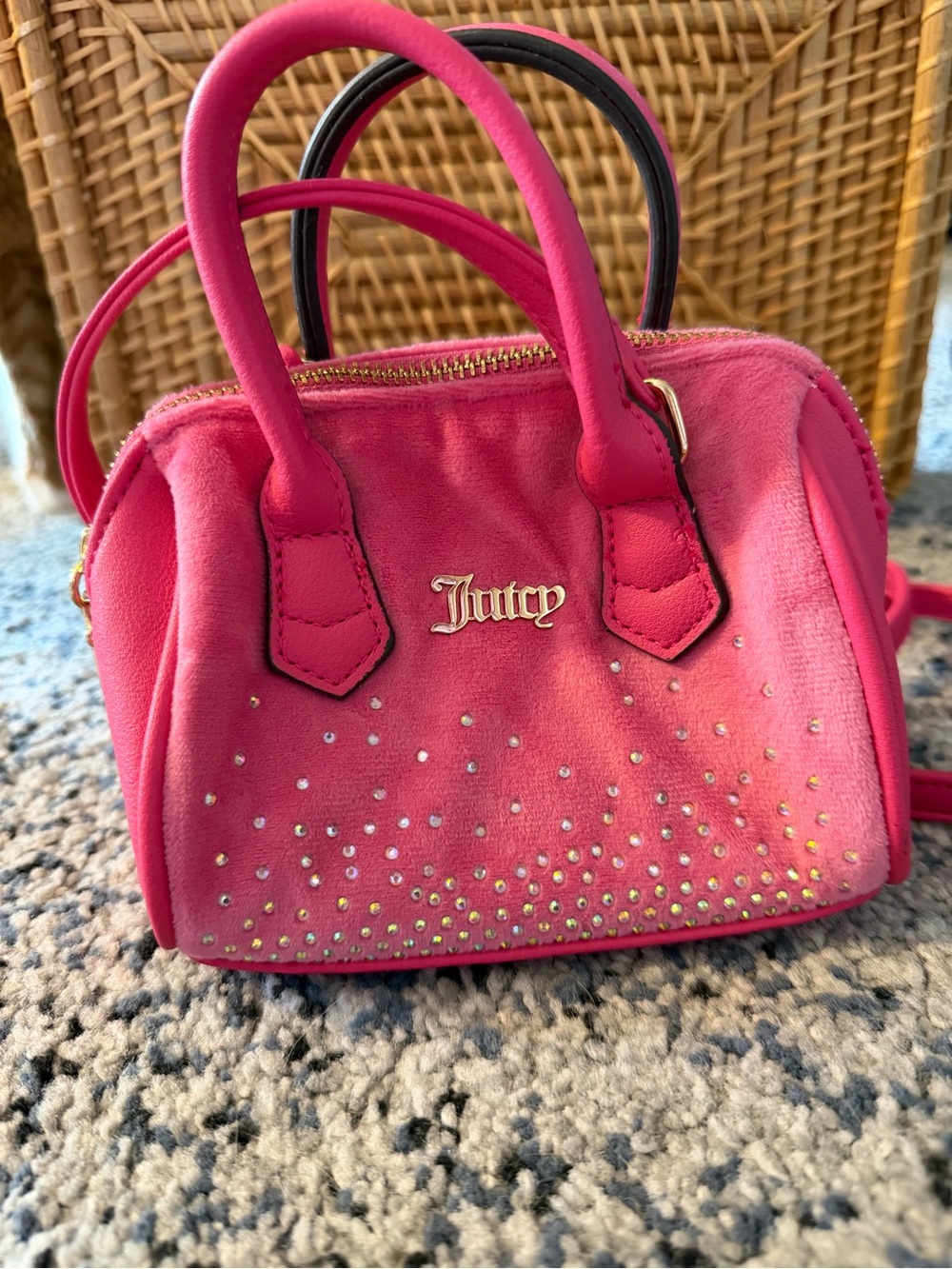Juicy Couture Hot Pink Mini Satchel with Crystal Studs